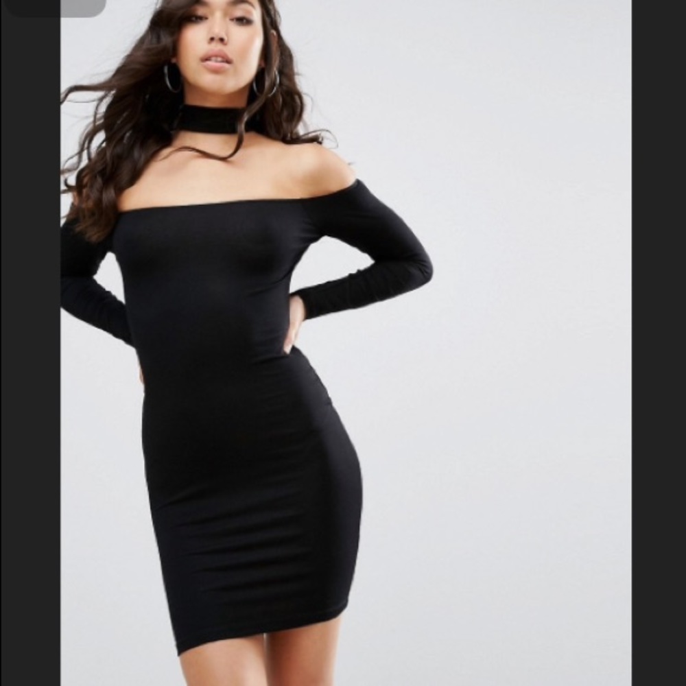 Black Choker Collar Cut Out Body Con Mini Dress